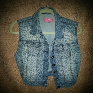 Leopard Print Denim Vest